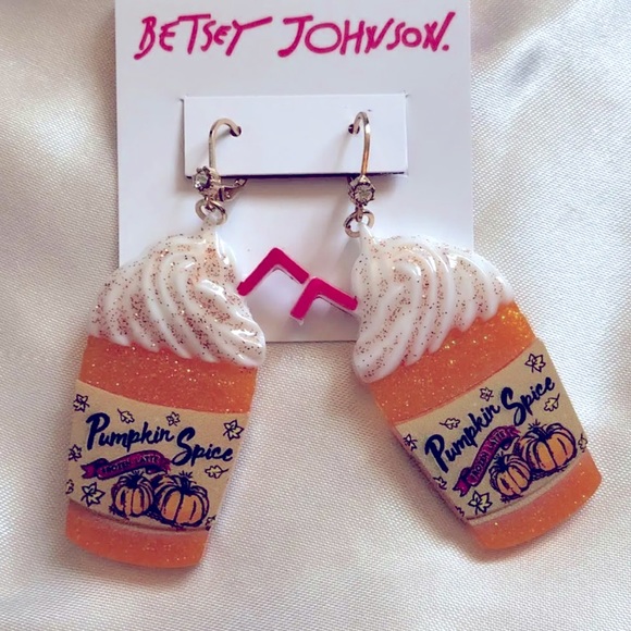 New Betsey Johnson Pumpkin Spice Latte Earrings - Picture 6 of 10
